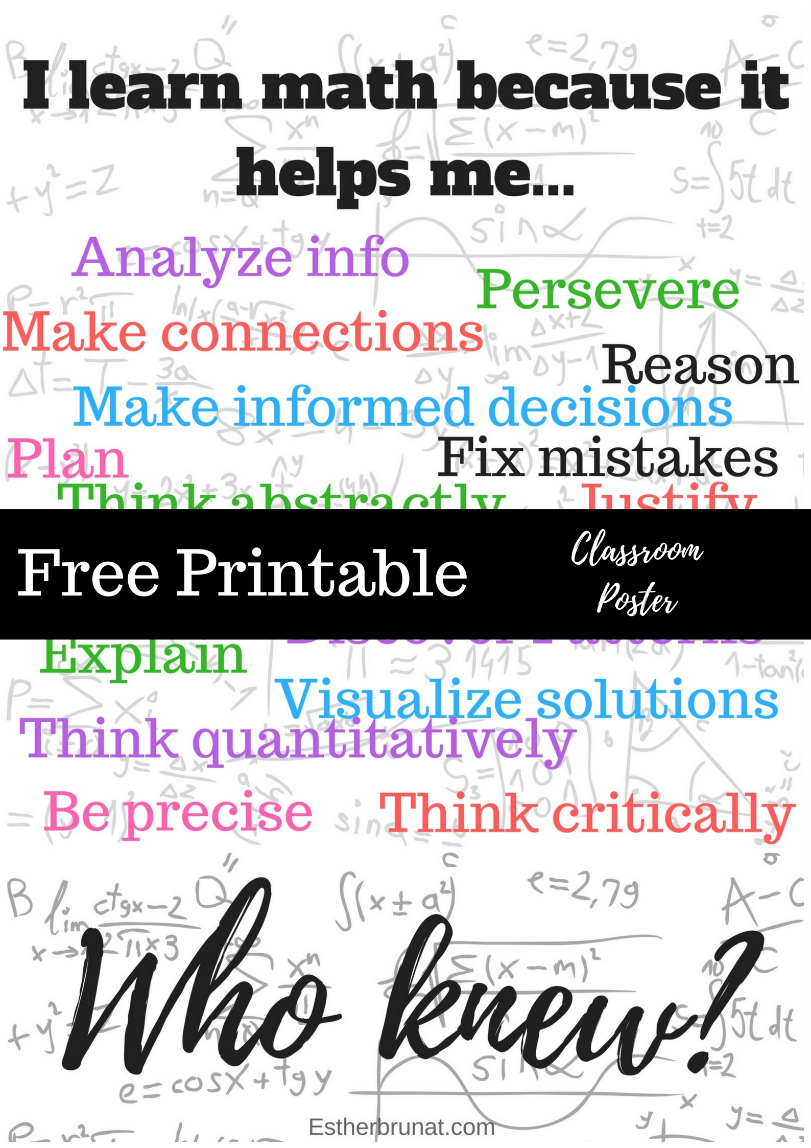 Cream Doodle Mathematics Classroom Poster copy