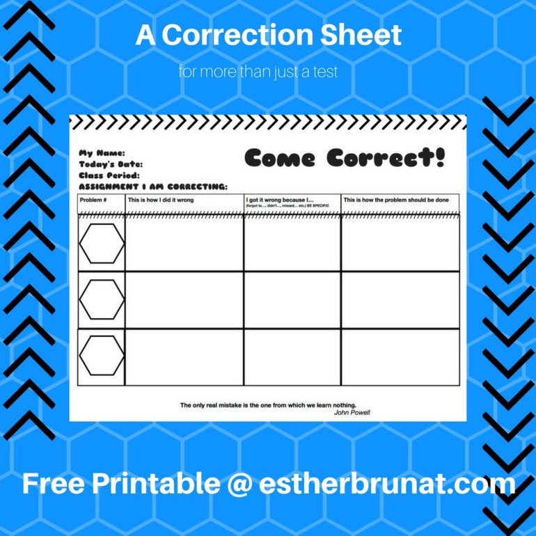 A Correction Sheet for more than just a test